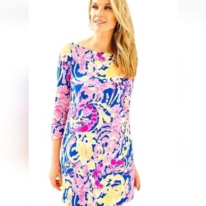 Lilly Pulitzer Womens Dress Sophie Shift Stretch Knit Preppy Tropical Size Large